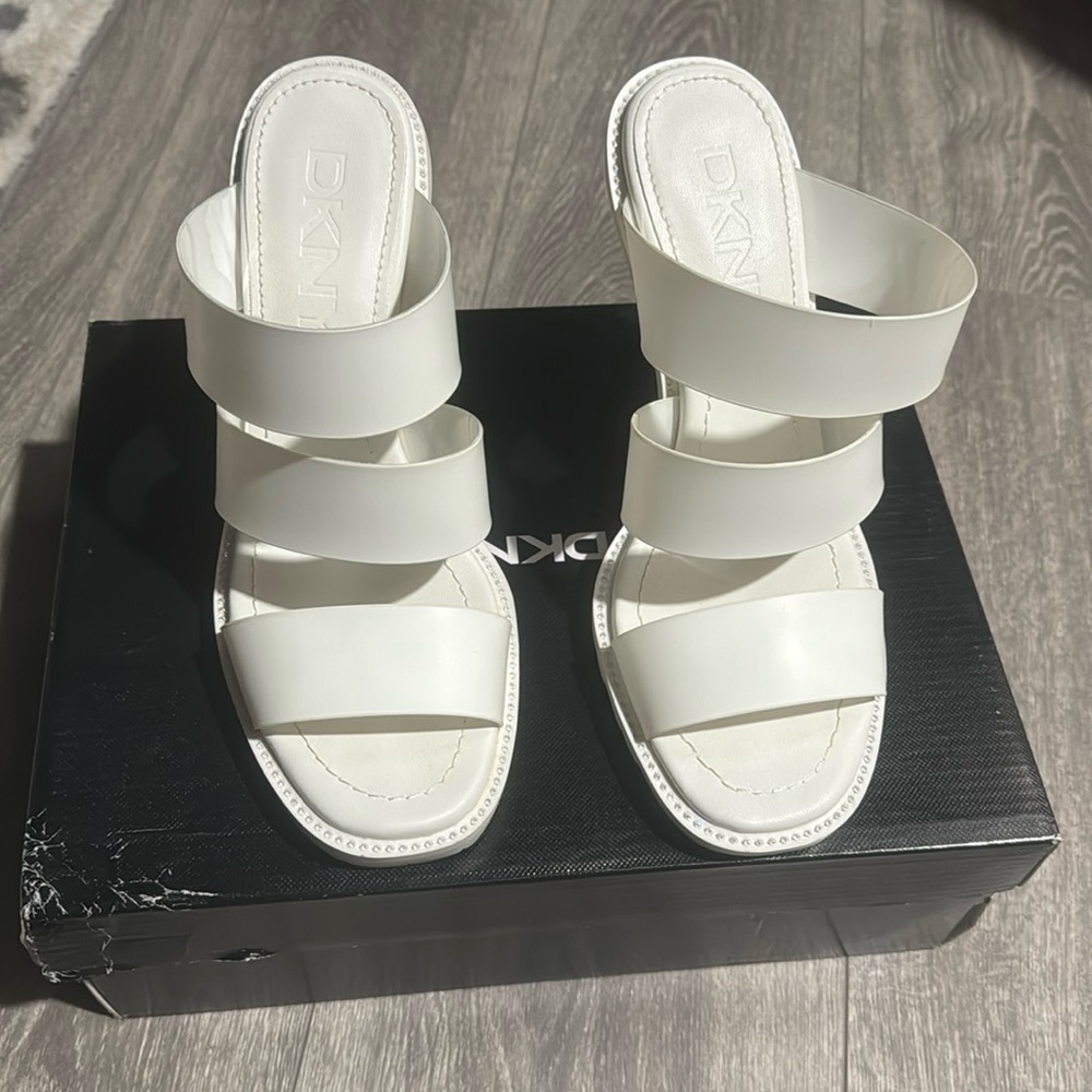 DKNY white heels